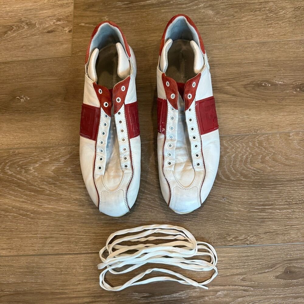 As-Is Vintage Leather Fendi FF Monogram Sneakers 7E0327 Size 9 / US 10 FLAWS